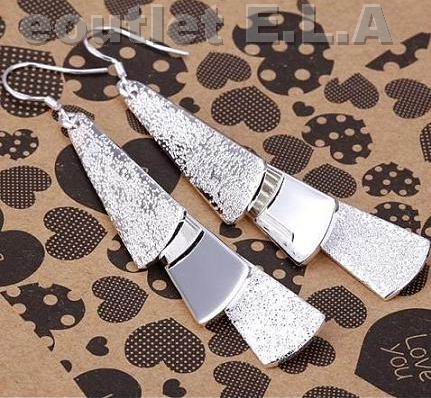 70mm TRIANGLE SILVER DANGLE EARRINGS